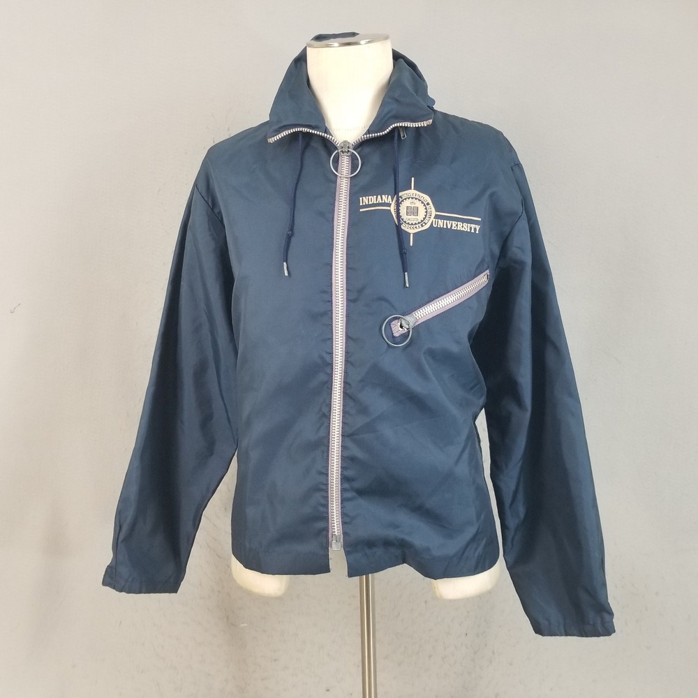 Artex Jacket Mens L Blue Indiana University 70s Vintage Nylon Windbreaker Hooded